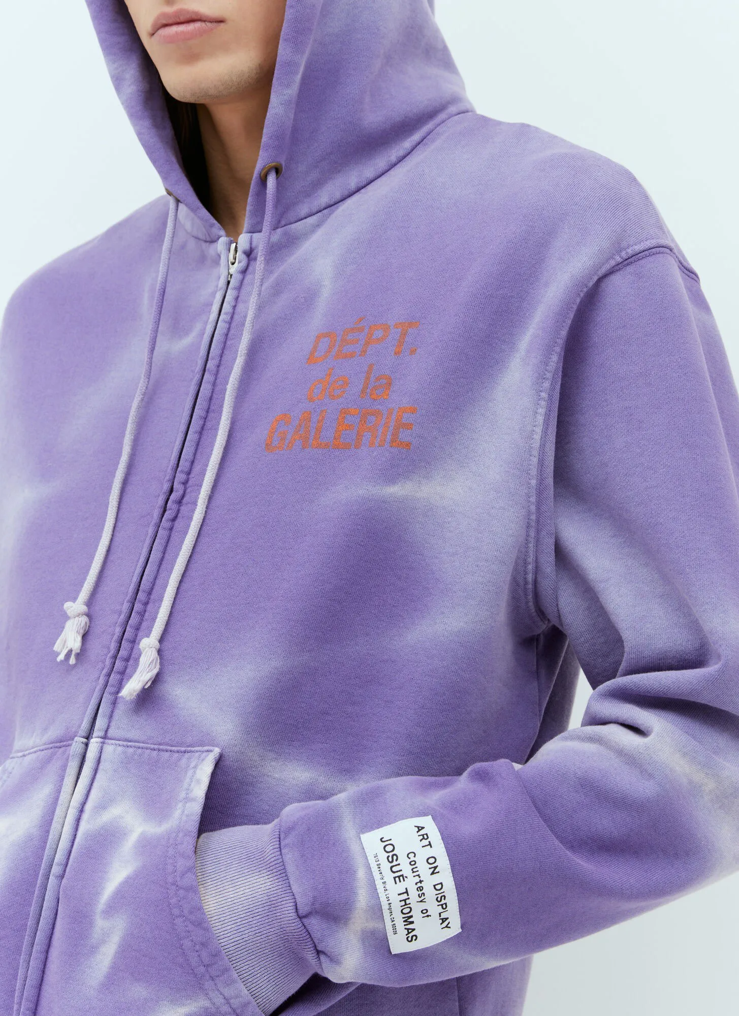 The same style as the owner GALLERY DEPT. FRENCH ZIP HOODIE water corrugated French zipper hole hoodie, sun washed purple, washed purple S-XL, ready-to-wear dyeing, hand-stitched and heavy-weighted, faded, super-heavy washing, hand-hanging holes, bone edges turned white, molded and customized with G LOGO zipper